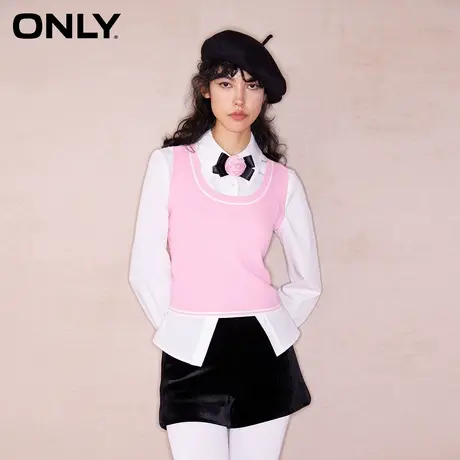 ONLY奥莱夏季简约拼色螺纹U领短款背心针织衫女商品大图