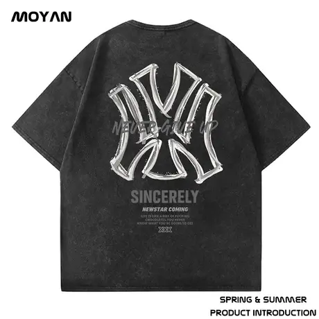 美式300g重磅t恤纯棉男生潮牌宽松短袖复古水洗做旧大码男装潮流图片