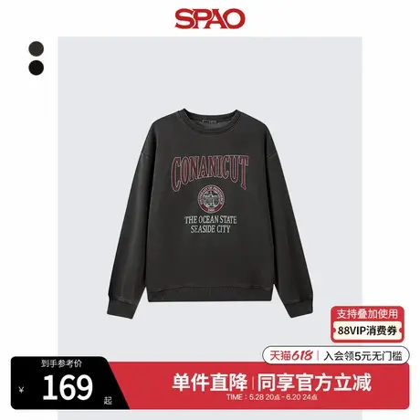 SPAO韩国同款2025年春季新品男女同款时尚印花圆领卫衣SPMWF12C63商品大图