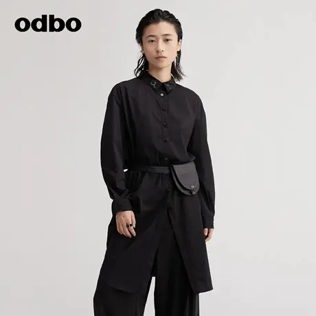 odbo/欧迪比欧原创设计时尚刺绣衬衫女秋装新款百搭中长上衣图片