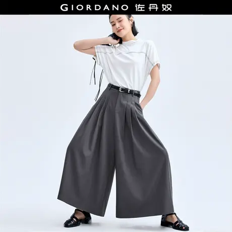 佐丹奴老钱风垂感裤子女压褶阔腿裤时尚休闲长裤宽松西裤18414910商品大图