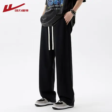 回力工装裤子男士夏季2025新款宽松直筒阔腿纯棉纯色男生休闲长裤商品大图