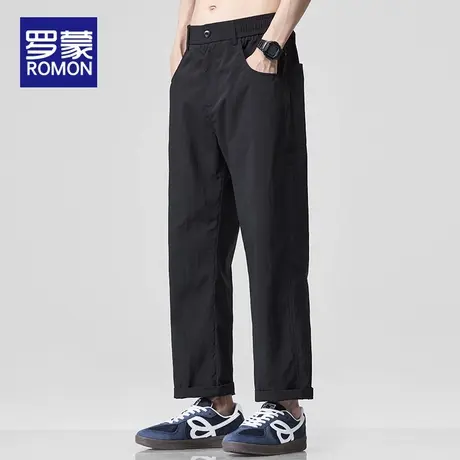 罗蒙男士冰丝休闲裤夏薄款宽松透气男裤2025新款潮牌直筒运动裤男图片
