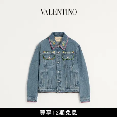 [礼物][12期免息]华伦天奴VALENTINO男士珠绣饰边牛仔夹克图片
