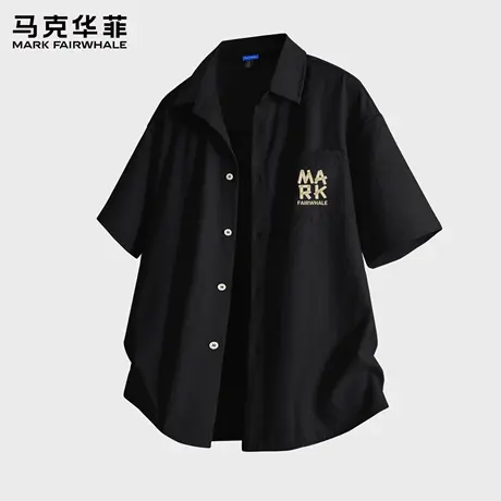 马克华菲短袖衬衫男士夏季宽松休闲潮流五分袖衬衣外套上衣男薄X商品大图