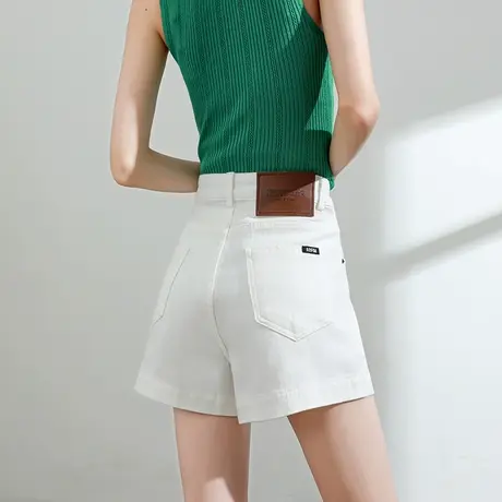 莱赛尔天丝牛仔短裤女夏季薄款高腰宽松显瘦a字直筒阔腿白色裤子商品大图