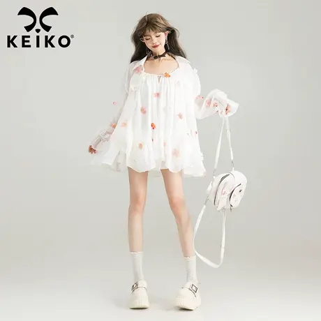 KEIKO [立体花朵]温柔轻透防晒长袖衬衫女轻奢高级感薄纱上衣开衫商品大图