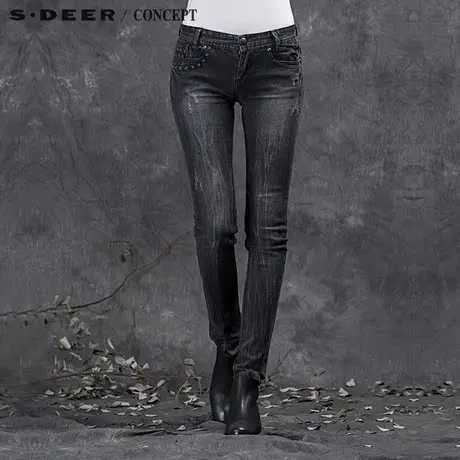 sdeer圣迪奥女裤冬修身牛仔长裤S15480851图片