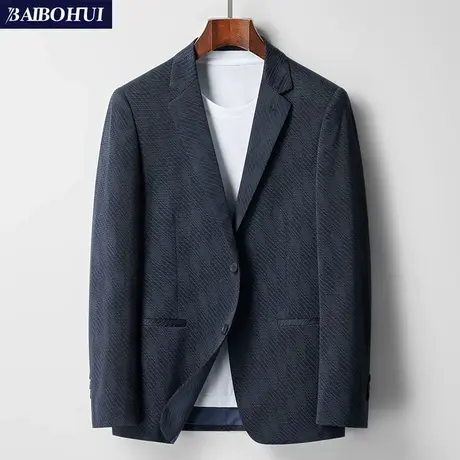 春秋薄款西装男士上衣商务休闲条纹中年爸爸装新款百搭小西服外套图片