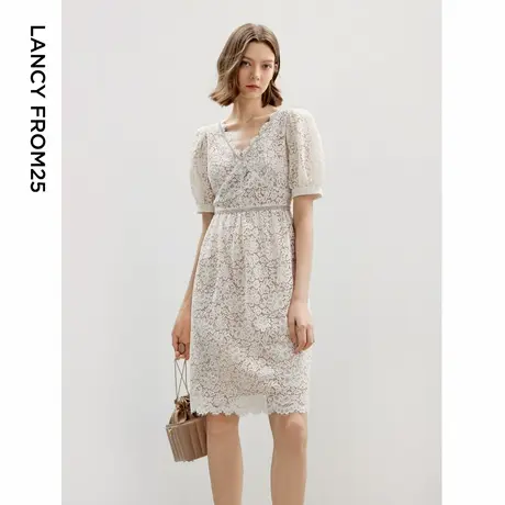 朗姿重工蕾丝刺绣气质高级感女裙2024年秋季新款设计感礼服连衣裙商品大图