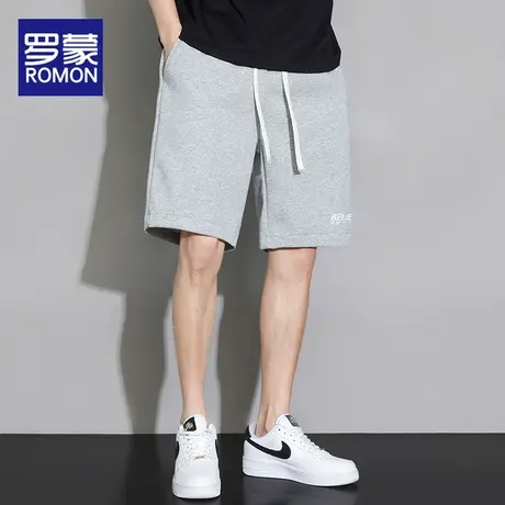 罗蒙男士休闲短裤夏季薄款2025新款直筒宽松系绳潮牌运动五分裤男图片
