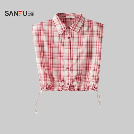 三福短衬衫2025夏季清新文艺抽绳下摆短款翻领上衣女装502249图片