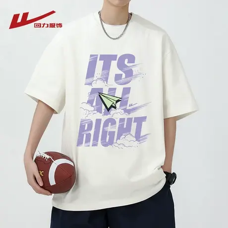 回力短袖t恤男夏季新款纯棉重磅美式宽松情侣款半袖体恤衫上衣服商品大图