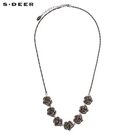 【商场同款】sdeer 圣迪奥女装花朵光泽装饰垂坠项链S17184308图片