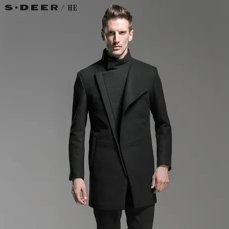sdeerhe圣迪奥男装2017秋装羊毛混纺中长呢子风衣外套H14371793图片