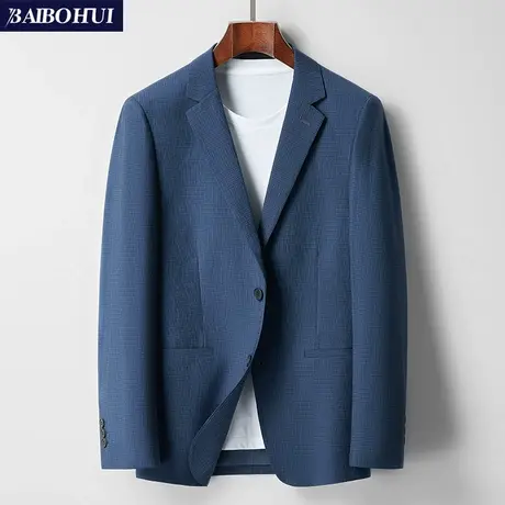 新款商务休闲小西装男士春季薄款外套职业装蓝色西服修身单件上衣商品大图