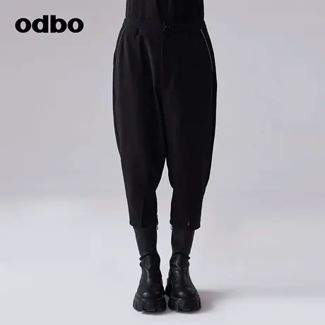 odbo/欧迪比欧原创设计感百搭休闲裤女秋季新款开叉七分裤子商品大图