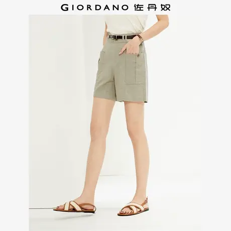 佐丹奴短裤女装弹力莱赛尔梭织工装口袋中腰休闲短裤 05404327商品大图