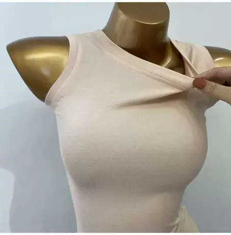 裸米 显高G！基础圆领纯色无袖背心T恤女短款纯色修身显瘦打底衫商品大图