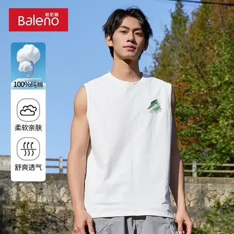 班尼路背心男纯棉宽松夏季运动健身男款无袖t恤青少年篮球坎肩潮A图片