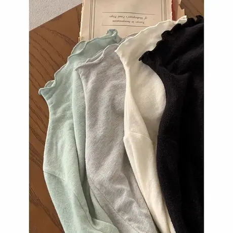 半高领打底衫女春秋季修身显瘦韩版外穿内搭简约纯色长袖T恤上衣商品大图