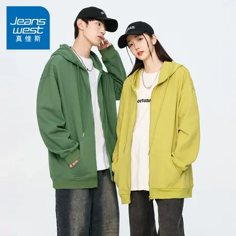 N5真维斯男士开衫卫衣2025秋季新款美式情侣宽松百搭男生春秋外套商品大图