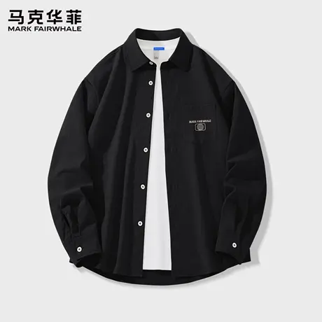 马克华菲男士夏季长袖衬衫冰丝凉感上衣男款2025新款男生衣服潮X商品大图