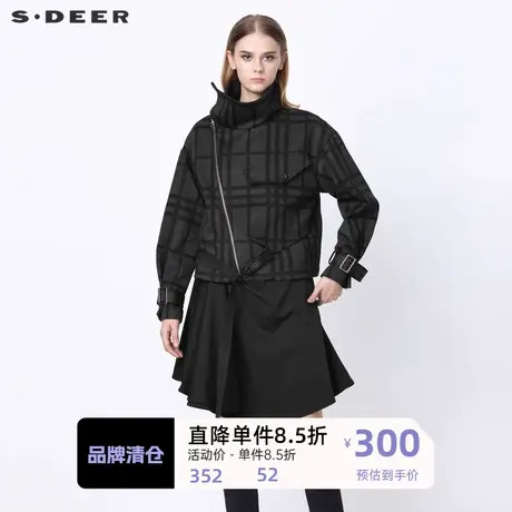 sdeer圣迪奥撞色格纹织带拼接短款外套S21382223🏒商品大图