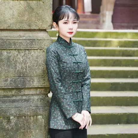 筠雅唐装女加厚中式冬季新款上衣民国风复古改良旗袍女装 23J640图片