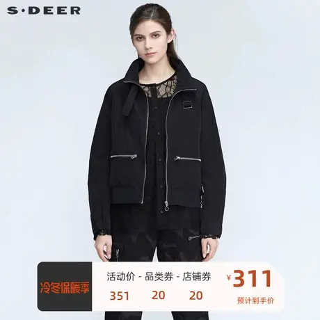 sdeer圣迪奥女装时尚立领字母蕾丝背心两件外套S21182208🧐商品大图