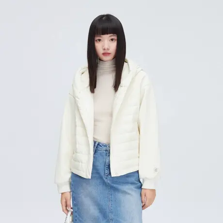 艾莱依奥莱轻薄羽绒服短款休闲冬季宽松舒适连帽外套女气质清仓图片