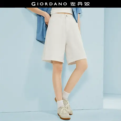 佐丹奴短裤女装弹力棉梭织高腰五袋款休闲短裤 18404708商品大图