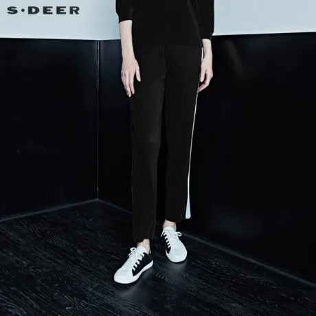 sdeer圣迪奥秋季酷感松紧撞色拼接肌理垂坠条纹运动长裤S20360811图片