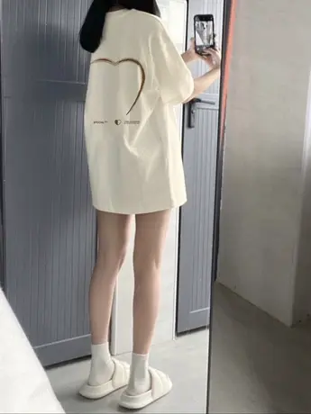 夏季美式高街风T恤女2024新款大码纯棉情侣短袖ins潮小众洋气上衣图片