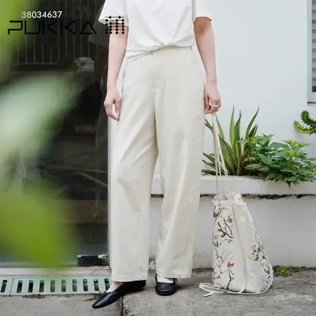 蒲PUKKA 天丝棉休闲裤春夏新品宽松高腰显瘦直筒萝卜裤图片