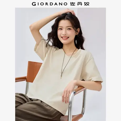 佐丹奴T恤女装纯棉U型领针织短袖T恤 13325223商品大图