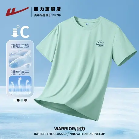 回力冰丝网眼短袖男t恤夏季新款凉感透气男士半袖休闲男生上衣潮H图片