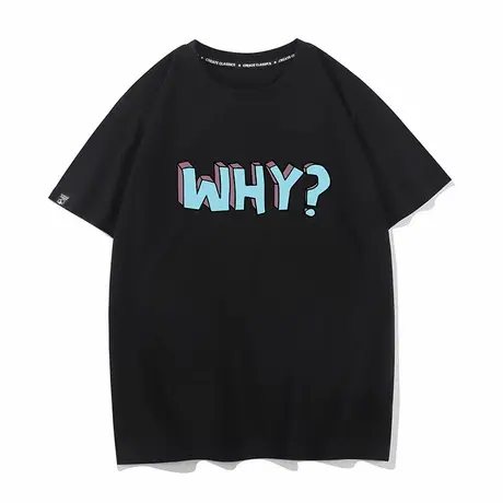秀洛WHY为什么呢？问号恶搞个性趣味印花夏季男士短袖T恤女情侣装图片