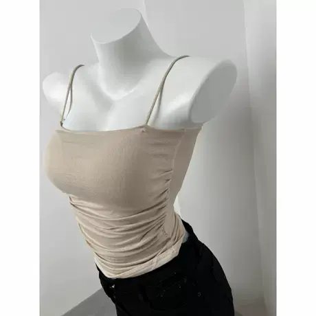 带胸垫修身显瘦小吊带女夏季外穿性感甜辣纯欲紧身打底无袖上衣商品大图