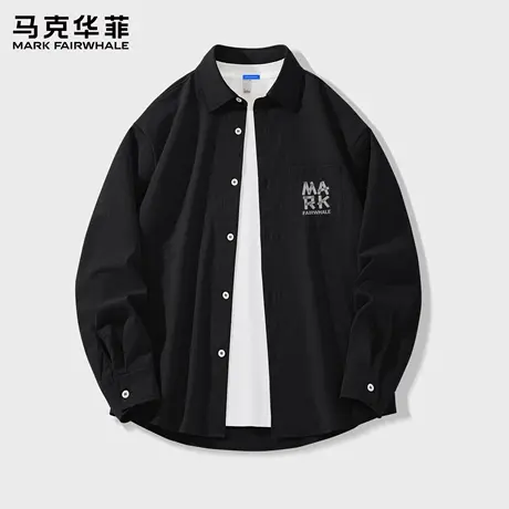 马克华菲男士衬衫2025新款长袖美式复古男生上衣冰丝大码男装潮X商品大图