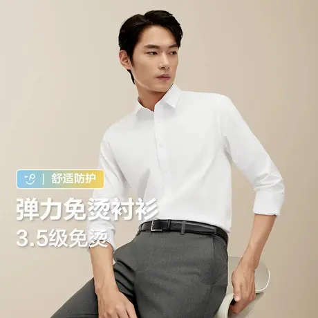 【免烫】红豆男装长袖衬衫2025秋季新品弹力舒适衬衣抗皱青中年商品大图