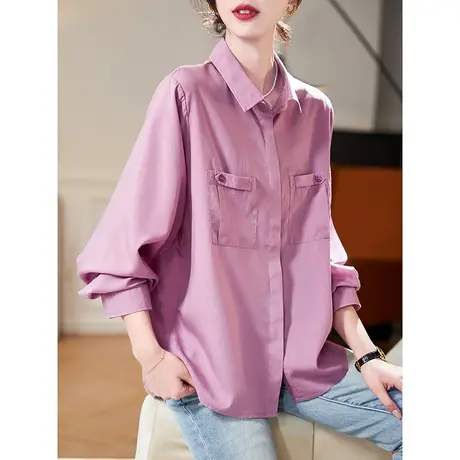 宝诗黎OL气质宽松长袖衬衫女2025新款简约春季职业通勤百搭衬衣图片