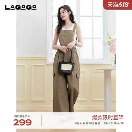 LAGOGO全棉元气减龄背带裤女拉谷谷2025年夏季新款宽松显瘦裤子商品大图