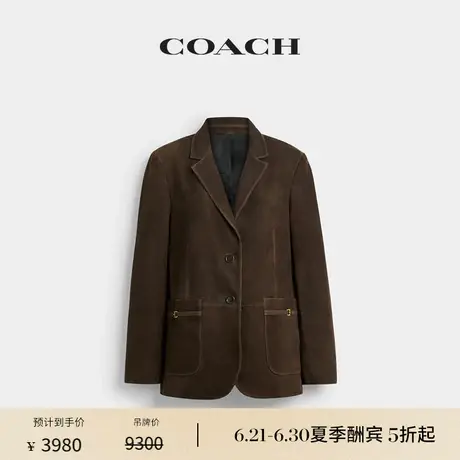 【新品】COACH/蔻驰女士HERITAGE C绒面皮革休闲西装夹克上衣外套图片