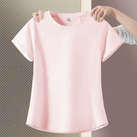 KWV真维斯粉色冰丝修身速干短袖t恤女2025新款爆款凉感上衣女夏图片