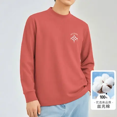 重磅丝光棉半高领长袖t恤男潮流内搭中领打底衫纯棉体恤全棉秋衣图片