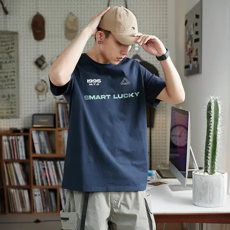 唐狮夏季新款男短袖T恤运动潮流圆领上衣图案印花内搭打底衫t图片