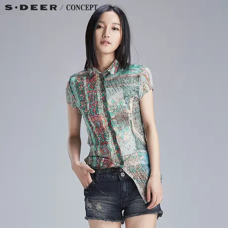 S·DEER＼CONCEPT【新品】圣迪奥女民族年代感印花衬衫S16280445图片