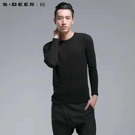 sdeerhe圣迪奥男装2017秋装休闲纯色轻薄打底T恤衫H14170284图片
