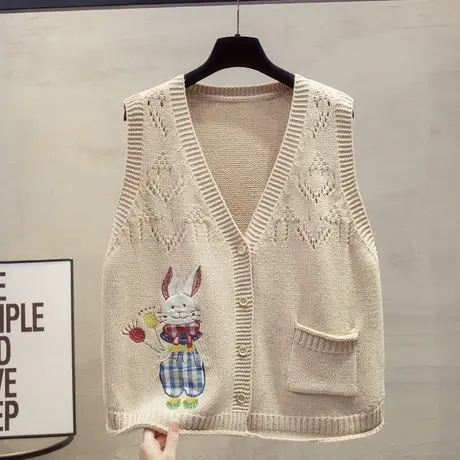 开衫v领针织马甲背心女2025春秋新款宽松外穿马夹叠穿毛衣坎肩潮商品大图